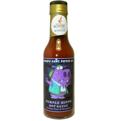 ANGRY GOAT, PURPLE HIPPO Prickly Pear & Scorpion Hot Sauce
