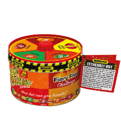 JELLY BELLY, BEAN BOOZLED FIERY FIVE CHALLENGE COLLECTOR TIN