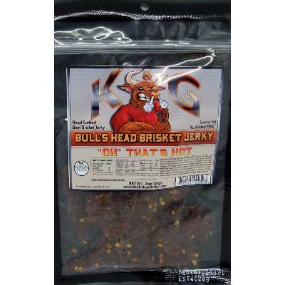 BULL'S HEAD BRISKET JERKY, OH THAT'S HOT