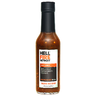HELL FIRE DETROIT, BOURBON HABANERO GHOST Hot Sauce
